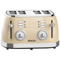 sogohumantechnology SOGO Human Technology 4-Scheiben-Toaster Kontrollleuchte, Toastfunktion Beige, Metallic