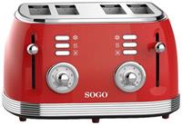 SOGO Human Technology Broodrooster voor 4 sneden Controlelampje, Toastfunctie Rood (metallic)