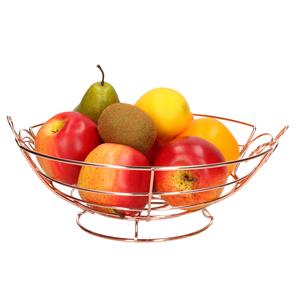 Trendoz Metalen fruitmand/fruitschaal koper rond 26 x 13 cm -