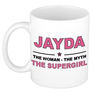 Bellatio Naam cadeau Jayda - The woman, The myth the supergirl koffie mok / beker 300 ml - naam/namen mokken - Cadeau voor o.a verjaardag/ moederdag/ pensioen/ geslaagd/ bedankt