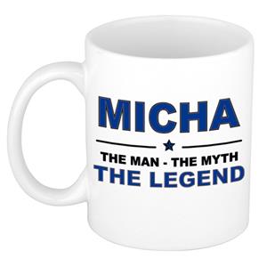 Bellatio Naam cadeau Micha - The man, The myth the legend koffie mok / beker 300 ml - naam/namen mokken - Cadeau voor o.a verjaardag/ vaderdag/ pensioen/ geslaagd/ bedankt