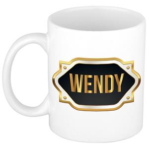 Bellatio Wendy naam cadeau mok / beker met gouden embleem - kado verjaardag/ moeder/ pensioen/ geslaagd/ bedankt