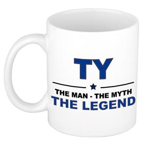 Bellatio Naam cadeau Ty - The man, The myth the legend koffie mok / beker 300 ml - naam/namen mokken - Cadeau voor o.a verjaardag/ vaderdag/ pensioen/ geslaagd/ bedankt