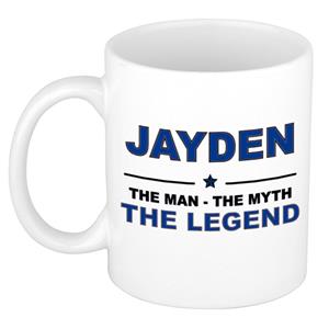 Bellatio Naam cadeau Jayden - The man, The myth the legend koffie mok / beker 300 ml - naam/namen mokken - Cadeau voor o.a verjaardag/ vaderdag/ pensioen/ geslaagd/ bedankt