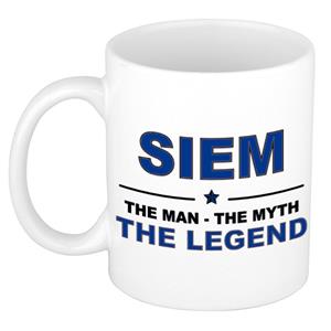 Bellatio Naam cadeau Siem - The man, The myth the legend koffie mok / beker 300 ml - naam/namen mokken - Cadeau voor o.a verjaardag/ vaderdag/ pensioen/ geslaagd/ bedankt