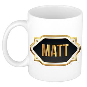 Bellatio Matt naam cadeau mok / beker met gouden embleem - kado verjaardag/ vaderdag/ pensioen/ geslaagd/ bedankt