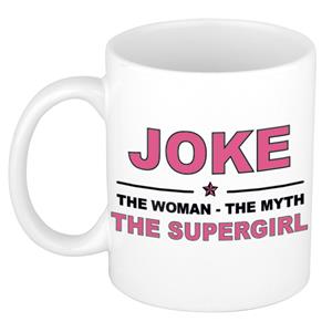 Bellatio Naam cadeau Joke - The woman, The myth the supergirl koffie mok / beker 300 ml - naam/namen mokken - Cadeau voor o.a verjaardag/ moederdag/ pensioen/ geslaagd/ bedankt