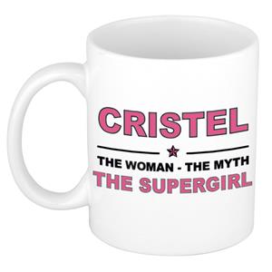 Bellatio Naam cadeau Cristel - The woman, The myth the supergirl koffie mok / beker 300 ml - naam/namen mokken - Cadeau voor o.a verjaardag/ moederdag/ pensioen/ geslaagd/ bedankt