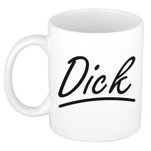 Bellatio Dick naam cadeau mok / beker met sierlijke letters - Cadeau collega/ vaderdag/ verjaardag of persoonlijke voornaam mok werknemers