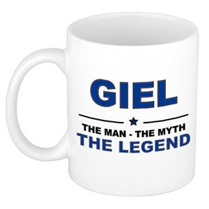 Bellatio Naam cadeau Giel - The man, The myth the legend koffie mok / beker 300 ml - naam/namen mokken - Cadeau voor o.a verjaardag/ vaderdag/ pensioen/ geslaagd/ bedankt