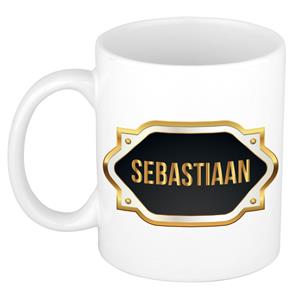 Bellatio Sebastiaan naam cadeau mok / beker met gouden embleem - kado verjaardag/ vaderdag/ pensioen/ geslaagd/ bedankt