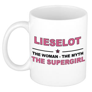 Bellatio Naam cadeau Lieselot - The woman, The myth the supergirl koffie mok / beker 300 ml - naam/namen mokken - Cadeau voor o.a verjaardag/ moederdag/ pensioen/ geslaagd/ bedankt