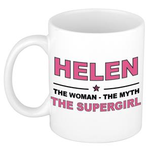 Bellatio Naam cadeau Helen - The woman, The myth the supergirl koffie mok / beker 300 ml - naam/namen mokken - Cadeau voor o.a verjaardag/ moederdag/ pensioen/ geslaagd/ bedankt