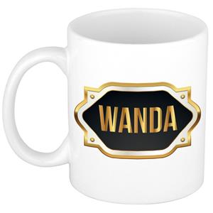 Bellatio Wanda naam cadeau mok / beker met gouden embleem - kado verjaardag/ moeder/ pensioen/ geslaagd/ bedankt