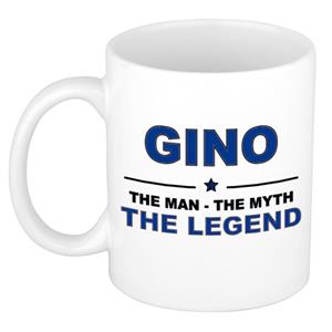 Bellatio Naam cadeau Gino - The man, The myth the legend koffie mok / beker 300 ml - naam/namen mokken - Cadeau voor o.a verjaardag/ vaderdag/ pensioen/ geslaagd/ bedankt