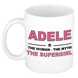 Bellatio Naam cadeau Adele - The woman, The myth the supergirl koffie mok / beker 300 ml - naam/namen mokken - Cadeau voor o.a verjaardag/ moederdag/ pensioen/ geslaagd/ bedankt