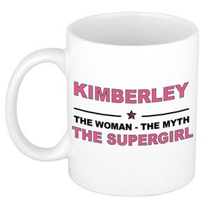 Bellatio Naam cadeau Kimberley - The woman, The myth the supergirl koffie mok / beker 300 ml - naam/namen mokken - Cadeau voor o.a verjaardag/ moederdag/ pensioen/ geslaagd/ bedankt