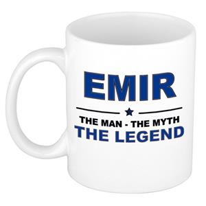 Bellatio Naam cadeau Emir - The man, The myth the legend koffie mok / beker 300 ml - naam/namen mokken - Cadeau voor o.a verjaardag/ vaderdag/ pensioen/ geslaagd/ bedankt