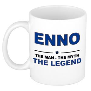 Bellatio Naam cadeau Enno - The man, The myth the legend koffie mok / beker 300 ml - naam/namen mokken - Cadeau voor o.a verjaardag/ vaderdag/ pensioen/ geslaagd/ bedankt