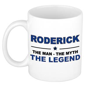 Bellatio Naam cadeau Roderick - The man, The myth the legend koffie mok / beker 300 ml - naam/namen mokken - Cadeau voor o.a verjaardag/ vaderdag/ pensioen/ geslaagd/ bedankt