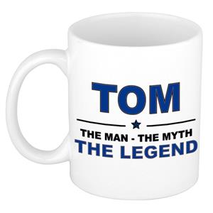 Bellatio Naam cadeau Tom - The man, The myth the legend koffie mok / beker 300 ml - naam/namen mokken - Cadeau voor o.a verjaardag/ vaderdag/ pensioen/ geslaagd/ bedankt