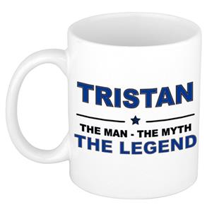 Bellatio Naam cadeau Tristan - The man, The myth the legend koffie mok / beker 300 ml - naam/namen mokken - Cadeau voor o.a verjaardag/ vaderdag/ pensioen/ geslaagd/ bedankt