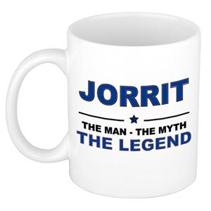 Bellatio Naam cadeau Jorrit - The man, The myth the legend koffie mok / beker 300 ml - naam/namen mokken - Cadeau voor o.a verjaardag/ vaderdag/ pensioen/ geslaagd/ bedankt