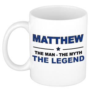 Bellatio Naam cadeau Matthew - The man, The myth the legend koffie mok / beker 300 ml - naam/namen mokken - Cadeau voor o.a verjaardag/ vaderdag/ pensioen/ geslaagd/ bedankt