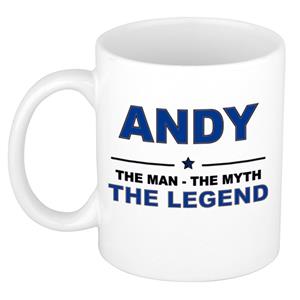 Bellatio Naam cadeau Andy - The man, The myth the legend koffie mok / beker 300 ml - naam/namen mokken - Cadeau voor o.a verjaardag/ vaderdag/ pensioen/ geslaagd/ bedankt