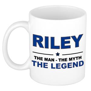 Bellatio Naam cadeau Riley - The man, The myth the legend koffie mok / beker 300 ml - naam/namen mokken - Cadeau voor o.a verjaardag/ vaderdag/ pensioen/ geslaagd/ bedankt