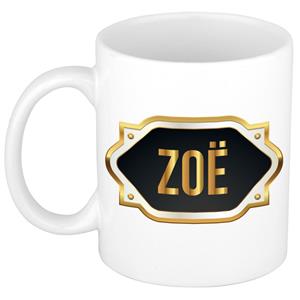 Bellatio Zoe naam cadeau mok / beker met gouden embleem - kado verjaardag/ moeder/ pensioen/ geslaagd/ bedankt