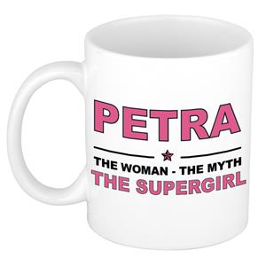 Bellatio Naam cadeau Petra - The woman, The myth the supergirl koffie mok / beker 300 ml - naam/namen mokken - Cadeau voor o.a verjaardag/ moederdag/ pensioen/ geslaagd/ bedankt