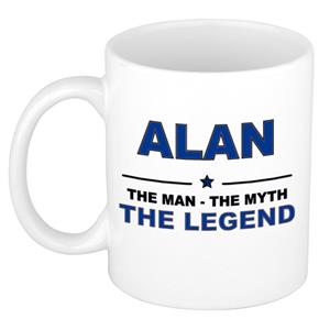 Bellatio Naam cadeau Alan - The man, The myth the legend koffie mok / beker 300 ml - naam/namen mokken - Cadeau voor o.a verjaardag/ vaderdag/ pensioen/ geslaagd/ bedankt