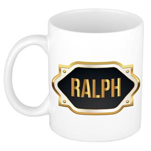 Bellatio Ralph naam cadeau mok / beker met gouden embleem - kado verjaardag/ vaderdag/ pensioen/ geslaagd/ bedankt