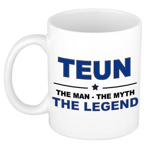 Bellatio Naam cadeau Teun - The man, The myth the legend koffie mok / beker 300 ml - naam/namen mokken - Cadeau voor o.a verjaardag/ vaderdag/ pensioen/ geslaagd/ bedankt