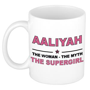 Bellatio Naam cadeau Aaliyah - The woman, The myth the supergirl koffie mok / beker 300 ml - naam/namen mokken - Cadeau voor o.a verjaardag/ moederdag/ pensioen/ geslaagd/ bedankt