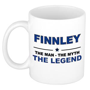 Bellatio Naam cadeau Finnley - The man, The myth the legend koffie mok / beker 300 ml - naam/namen mokken - Cadeau voor o.a verjaardag/ vaderdag/ pensioen/ geslaagd/ bedankt