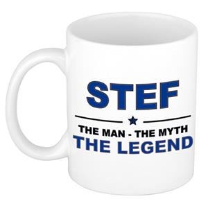 Bellatio Naam cadeau Stef - The man, The myth the legend koffie mok / beker 300 ml - naam/namen mokken - Cadeau voor o.a verjaardag/ vaderdag/ pensioen/ geslaagd/ bedankt