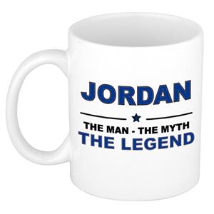 Bellatio Naam cadeau Jordan - The man, The myth the legend koffie mok / beker 300 ml - naam/namen mokken - Cadeau voor o.a verjaardag/ vaderdag/ pensioen/ geslaagd/ bedankt