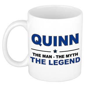 Bellatio Naam cadeau Quinn - The man, The myth the legend koffie mok / beker 300 ml - naam/namen mokken - Cadeau voor o.a verjaardag/ vaderdag/ pensioen/ geslaagd/ bedankt