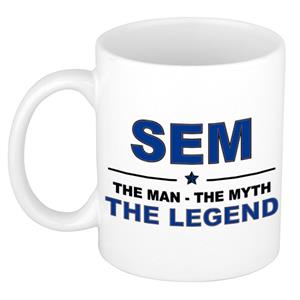 Bellatio Naam cadeau Sem - The man, The myth the legend koffie mok / beker 300 ml - naam/namen mokken - Cadeau voor o.a verjaardag/ vaderdag/ pensioen/ geslaagd/ bedankt