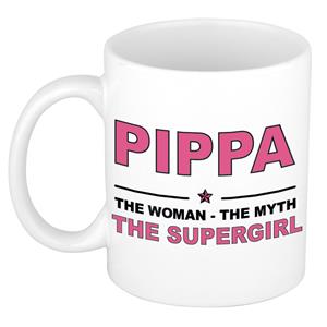 Bellatio Naam cadeau Pippa - The woman, The myth the supergirl koffie mok / beker 300 ml - naam/namen mokken - Cadeau voor o.a verjaardag/ moederdag/ pensioen/ geslaagd/ bedankt