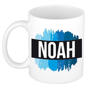 Bellatio Noah naam cadeau mok / beker met verfstrepen - Cadeau collega/ vaderdag/ verjaardag of als persoonlijke mok werknemers