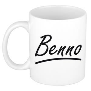 Bellatio Benno naam cadeau mok / beker met sierlijke letters - Cadeau collega/ vaderdag/ verjaardag of persoonlijke voornaam mok werknemers