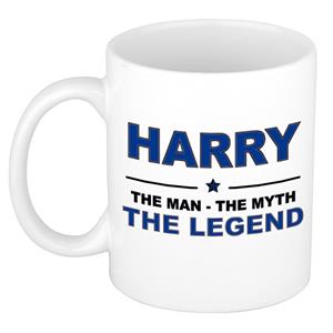 Bellatio Naam cadeau Harry - The man, The myth the legend koffie mok / beker 300 ml - naam/namen mokken - Cadeau voor o.a verjaardag/ vaderdag/ pensioen/ geslaagd/ bedankt