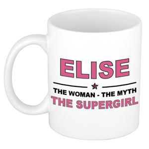 Bellatio Naam cadeau Elise - The woman, The myth the supergirl koffie mok / beker 300 ml - naam/namen mokken - Cadeau voor o.a verjaardag/ moederdag/ pensioen/ geslaagd/ bedankt