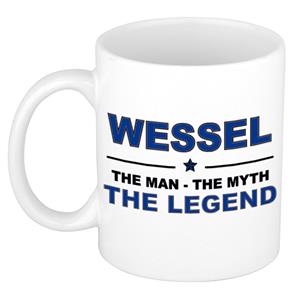 Bellatio Naam cadeau Wessel - The man, The myth the legend koffie mok / beker 300 ml - naam/namen mokken - Cadeau voor o.a verjaardag/ vaderdag/ pensioen/ geslaagd/ bedankt