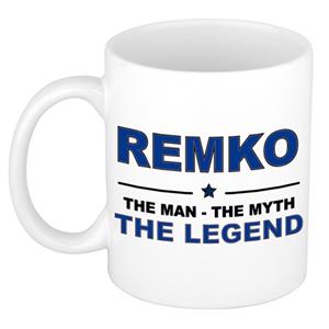 Bellatio Naam cadeau Remko - The man, The myth the legend koffie mok / beker 300 ml - naam/namen mokken - Cadeau voor o.a verjaardag/ vaderdag/ pensioen/ geslaagd/ bedankt