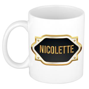 Bellatio Nicolette naam cadeau mok / beker met gouden embleem - kado verjaardag/ moeder/ pensioen/ geslaagd/ bedankt