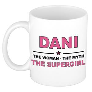 Bellatio Naam cadeau Dani - The woman, The myth the supergirl koffie mok / beker 300 ml - naam/namen mokken - Cadeau voor o.a verjaardag/ moederdag/ pensioen/ geslaagd/ bedankt